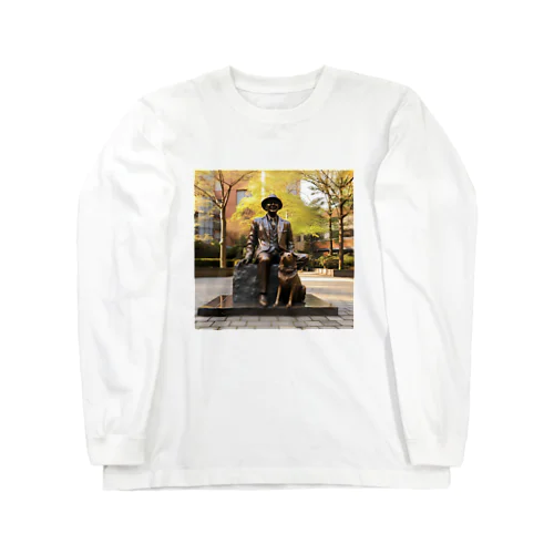 人と犬の銅像　なでしこ1478 Long Sleeve T-Shirt