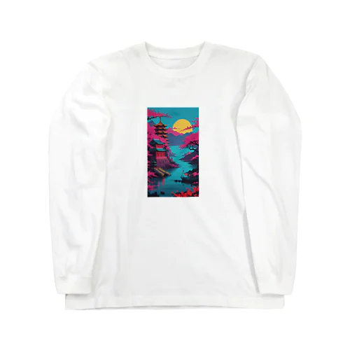 アジア　中国　日本　寺院　月夜　プレゼント Long Sleeve T-Shirt