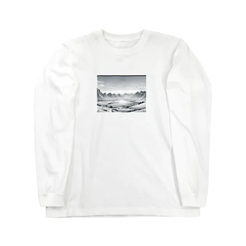モノクロの雪景色 ロングスリーブTシャツ