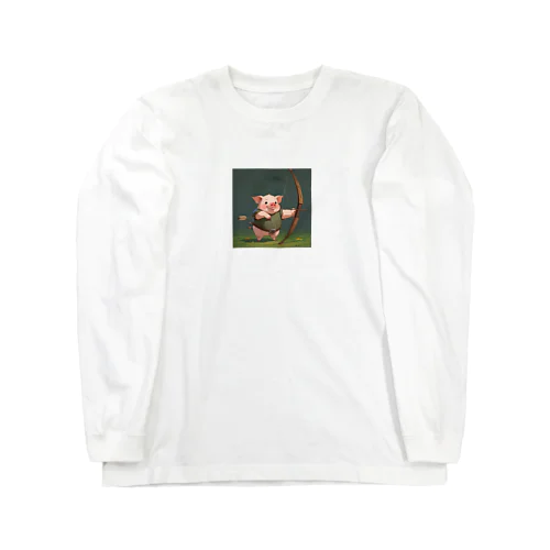 かわいいブタとアーチェリーを練習しよう Long Sleeve T-Shirt