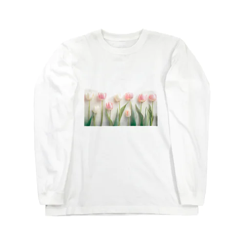 ピンクと白のチューリップ Long Sleeve T-Shirt