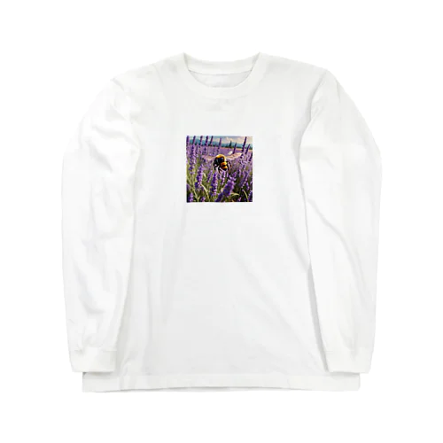 ラベンダーの花の中で忙しく働くミツバチ Long Sleeve T-Shirt