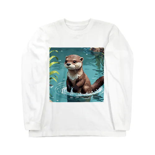 水遊びするカワウソ Long Sleeve T-Shirt