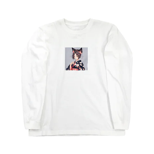 和服に獣耳 Long Sleeve T-Shirt