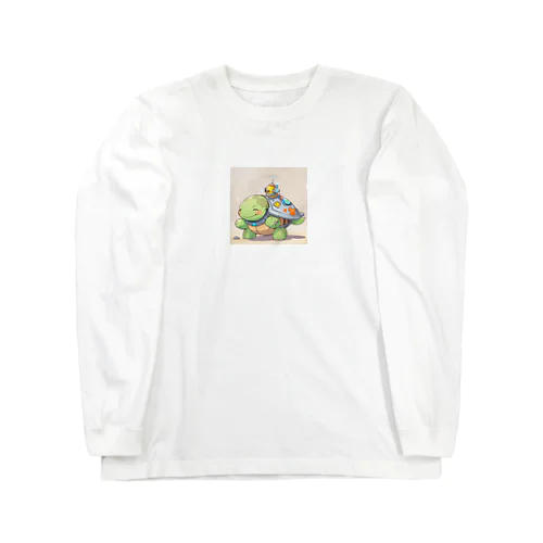 おもちゃの宇宙船でかわいいカメに会おう Long Sleeve T-Shirt