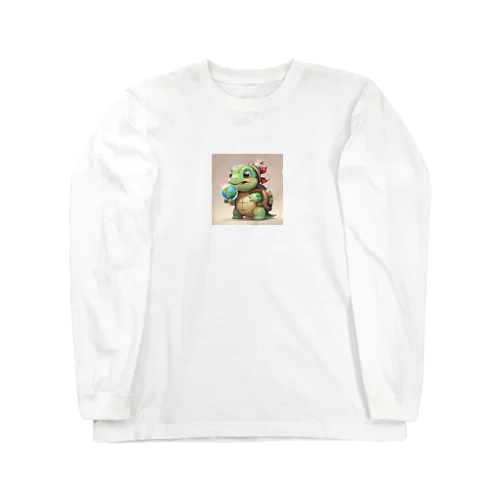 おもちゃの球体を持つかわいいカメ Long Sleeve T-Shirt