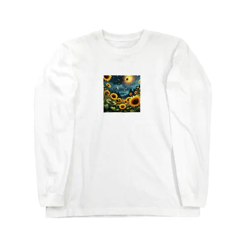 ヒマワリと共に飛ぶ蛍 Long Sleeve T-Shirt