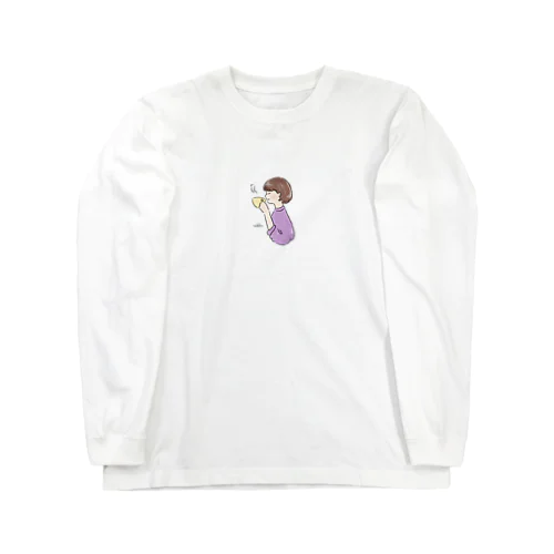 ほっとひと息つく女の子　紫芋 Long Sleeve T-Shirt