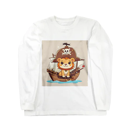 おもちゃの海賊船に乗ったかわいいライオン Long Sleeve T-Shirt