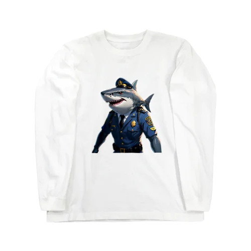 海の守護者：クールな警察鮫 ロングスリーブTシャツ