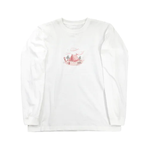 山頂でキャンプ　テント　ふわふわピンク Long Sleeve T-Shirt