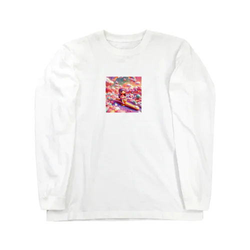 夕暮れ時のシーソー少女（３Dアニメ風） Long Sleeve T-Shirt