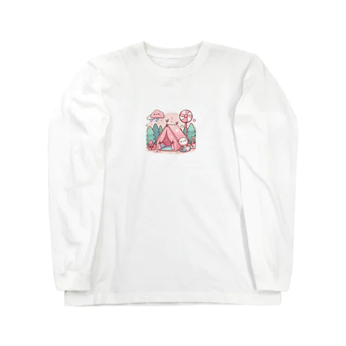 ピンクのテントでキャンプにお出かけ♪ペロペロキャンディ Long Sleeve T-Shirt