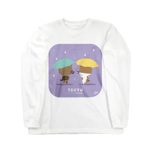 梅雨の時期に散歩しているキジシロ工場長 Long Sleeve T-Shirt