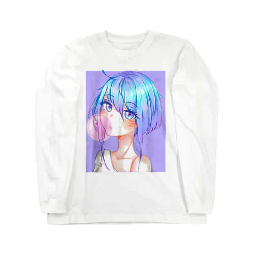 バブルガムを噛むアニメガール 日本の美学 アニメオタク Long Sleeve T-Shirt