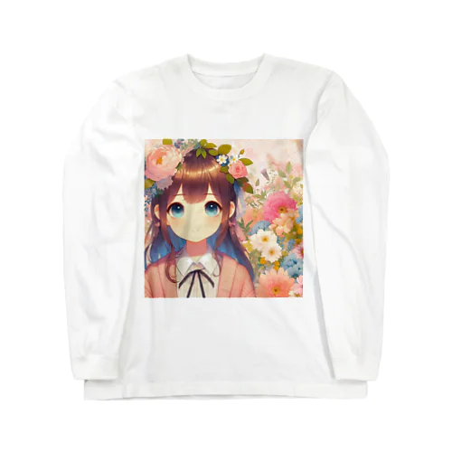 可愛い女の子とお花10 ロングスリーブTシャツ