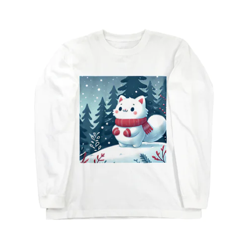 雪ねこ ロングスリーブTシャツ