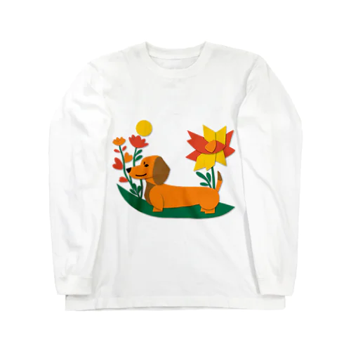 ダックスフンドとお花 Long Sleeve T-Shirt