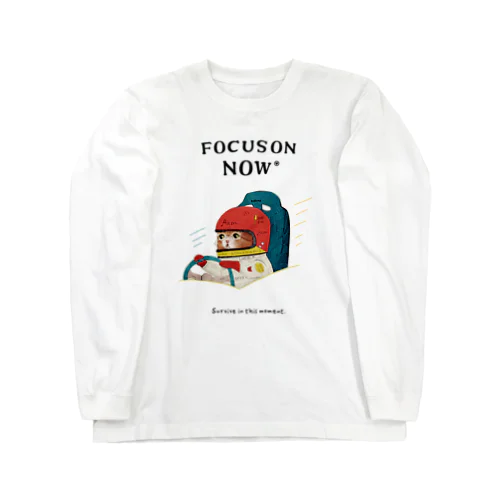 「FOCUS ON NOW_レーサーの猫」 ロングスリーブTシャツ