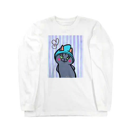 青い帽子の猫 Long Sleeve T-Shirt