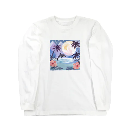 イルカと満月 Long Sleeve T-Shirt