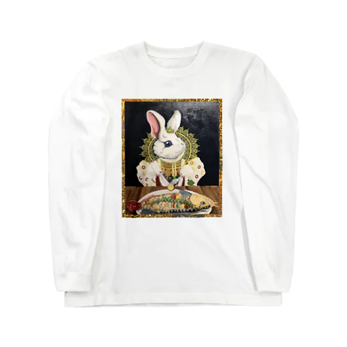 女王ウサギと野菜アロワナ ロングスリーブTシャツ