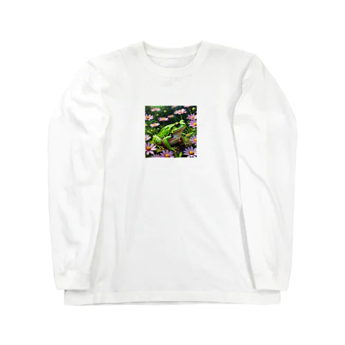 コスモスの上で休憩するアマガエル Long Sleeve T-Shirt