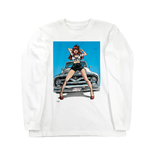 Pinupgirl with Pickup  truck Long Sleeve T-Shirt