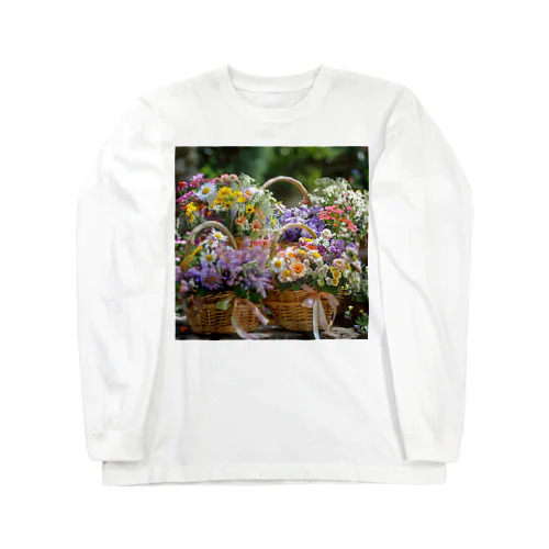 華やかな花が入った花かご　なでしこ1478 Long Sleeve T-Shirt