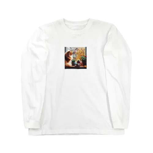 景色を眺める猫 Long Sleeve T-Shirt