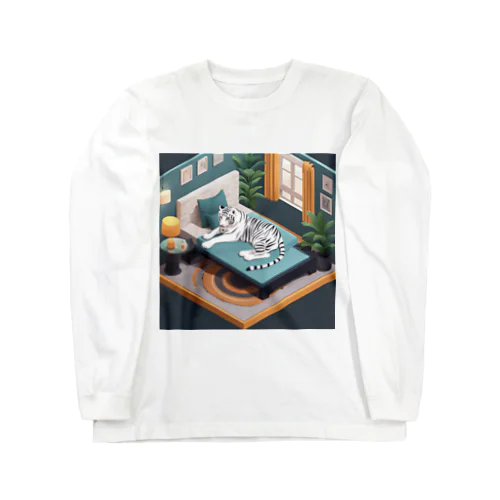 ホワイトタイガーのリラックスタイム Long Sleeve T-Shirt