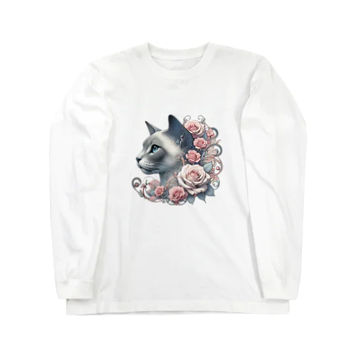 バラ猫ちゃん🌹 ロングスリーブTシャツ