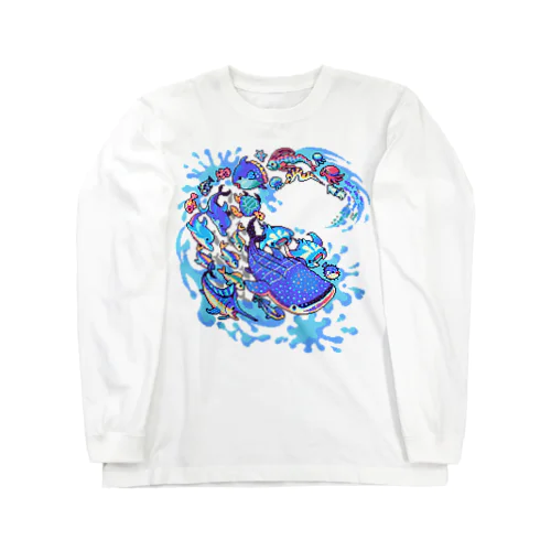 Pixelart graphic “SPLASH Umi no IKIMONO” ロングスリーブTシャツ