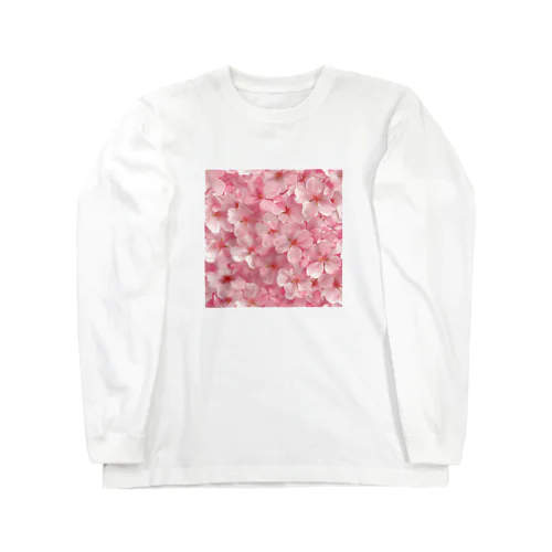 ピンクの花綺麗 ロングスリーブTシャツ