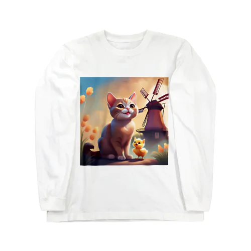 かわいい猫とひよこさん！？はお友達 Long Sleeve T-Shirt