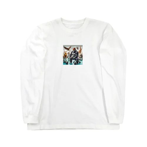 筋トレしているゴリラのキャラクターグッズです。SML Long Sleeve T-Shirt