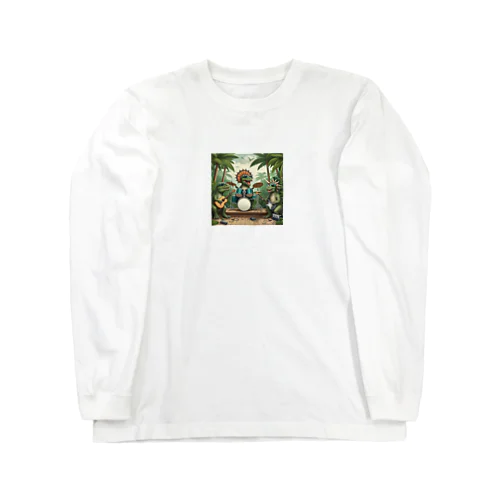 かっこいい恐竜　楽器演奏家 Long Sleeve T-Shirt