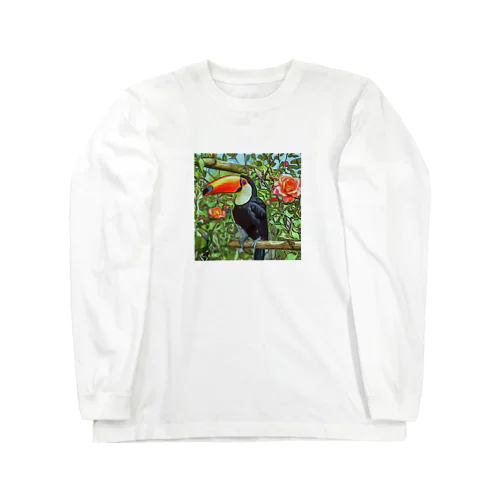 オニオオハシと薔薇 Long Sleeve T-Shirt