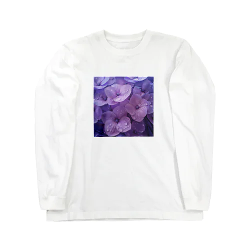 雨に濡れる　紫陽花 Long Sleeve T-Shirt