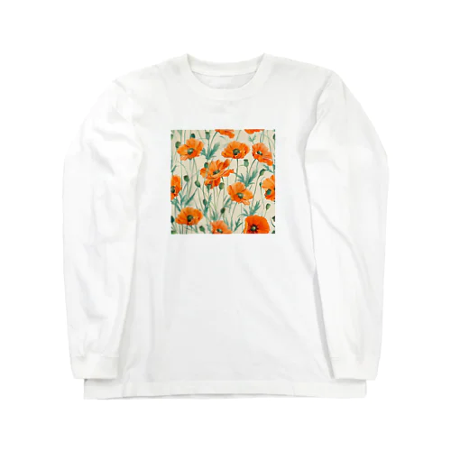 イラスト　色鮮やかなオレンジ色のコスモスの花 Long Sleeve T-Shirt