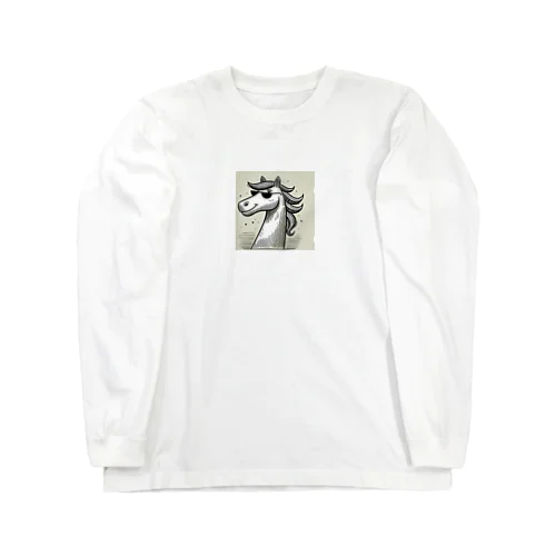 カッコいい馬が、まるでスタイリッシュなロッカーのようにサングラスを着用！ Long Sleeve T-Shirt