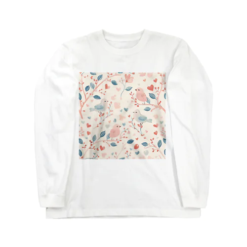 枝　小鳥　可愛い Long Sleeve T-Shirt