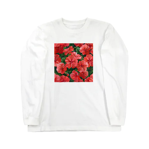 美しいゼラニウムの花　3　イラスト Long Sleeve T-Shirt