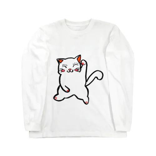 招福猫『福にゃん』福よ来い来い招き猫 ロングスリーブTシャツ