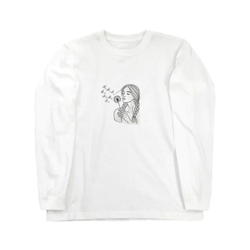 たんぽぽと女性 Long Sleeve T-Shirt
