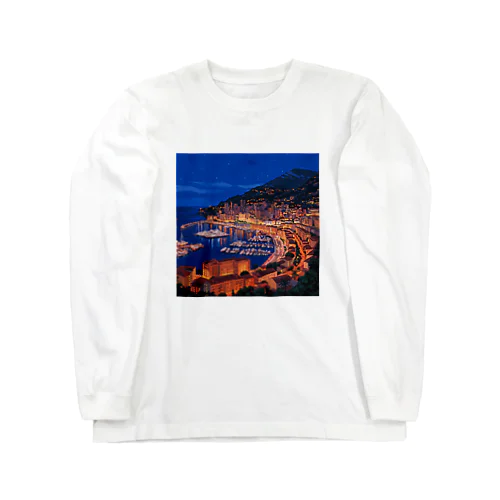 【絶景ピクセルアート】モナコの夜景 Long Sleeve T-Shirt