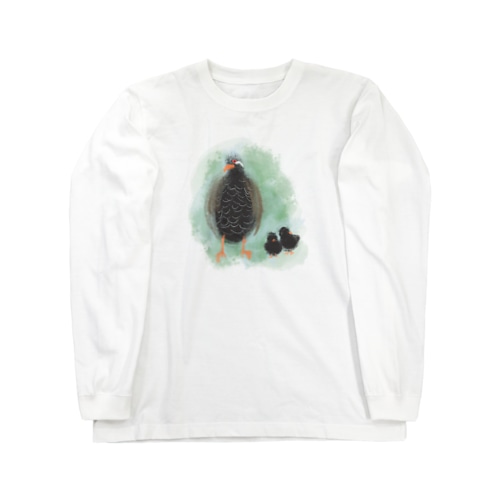 いきものイラスト（ヤンバルクイナの親子） Long Sleeve T-Shirt
