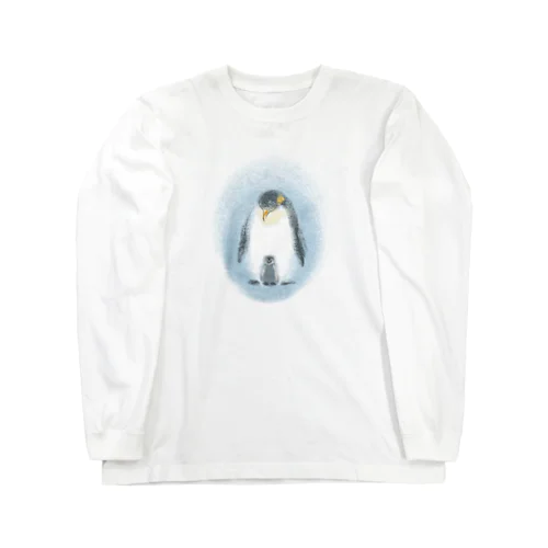 いきものイラスト（皇帝ペンギンの親子） ロングスリーブTシャツ