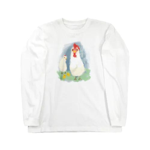 いきものイラスト（ニワトリの親子） Long Sleeve T-Shirt