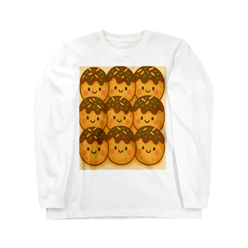ぎゅうぎゅう！たこ焼きフェイスTシャツ Long Sleeve T-Shirt